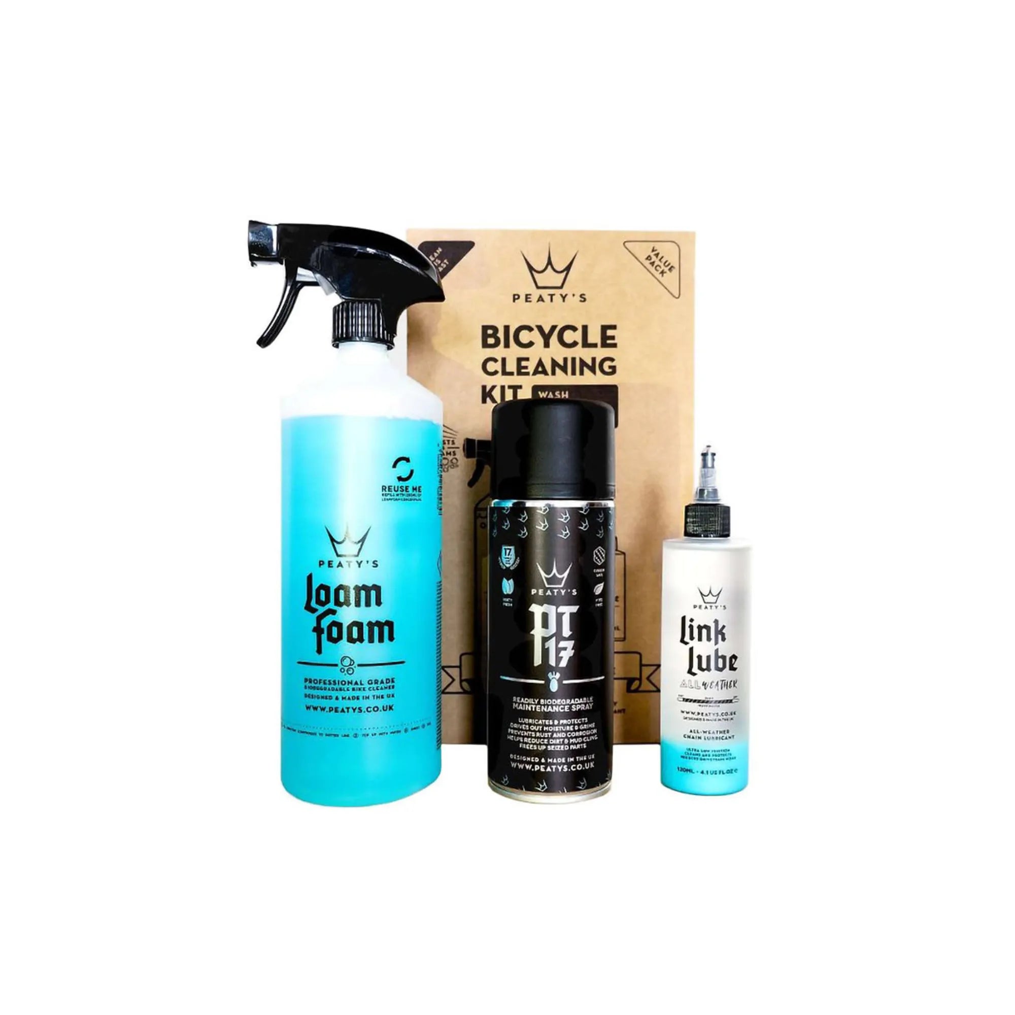 Peaty's Wash, Prevent, Lubricate cleaning and lubrication set